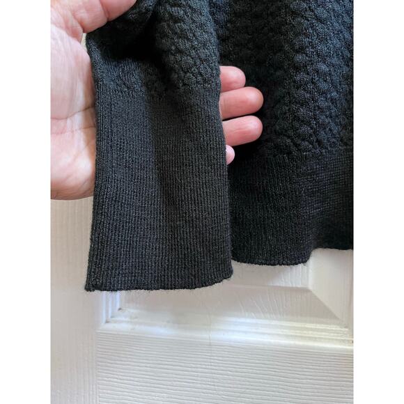 Madeleine Thompson Black Wool Blend Ruched Shoulder Long Sleeve Cardigan Small - Picture 3 of 11